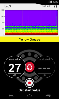 GreaseExpert App for SONAPHONE with Sound-Level of Bearing