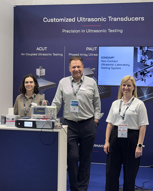 ECNDT 2026 SONOTEC team at exhibition booth