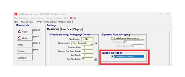 Configuration of Bubble Alarm in SONOTEC Flow Monitor Software